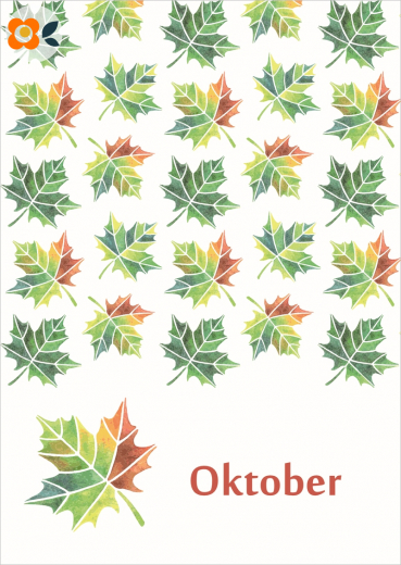 Postkarte 10/ Oktober, Herbstlaub