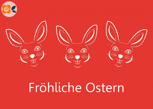 Postkarte Fröhliche Ostern, rot