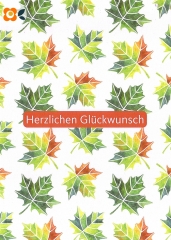 Postkarte Herzlichen Glückwunsch, Herbstblätter