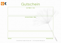 Geschenkgutschein, Pusteblume auf Grün (15 EUR)